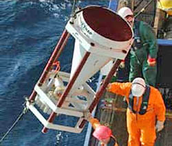 Placing remote sensors in the ocean.