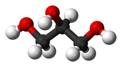 A computer-generated representation of a glycerol molecule