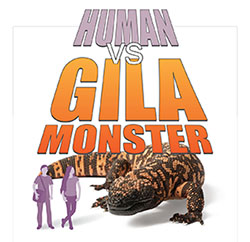 Human vs Gila monster graphic