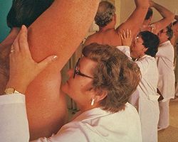 An image of armpit smelling tests happening in a laboratory... 