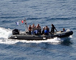 Diving boat off the coast of Corsica