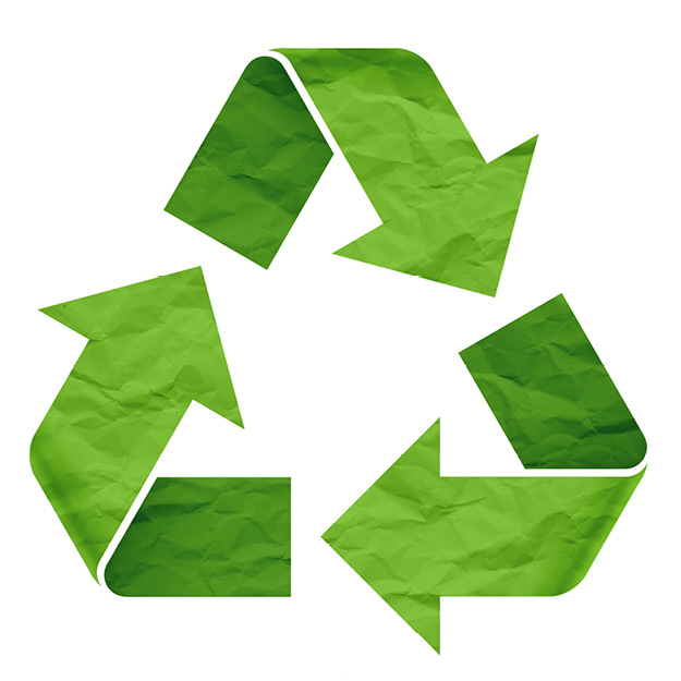 The reduce, reuse, recycle symbol which is made up of three arrows pointing to each other in a triangular layout.