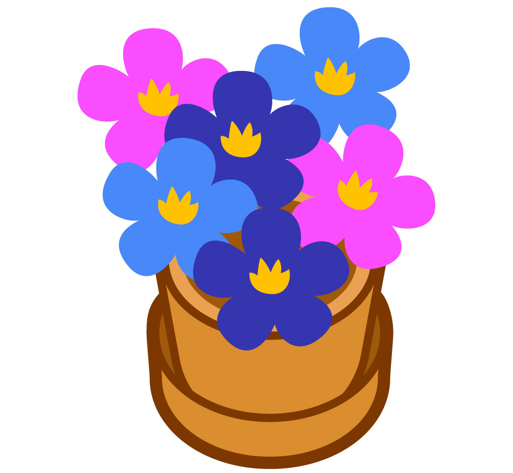 A flower plant in a pot with a tray