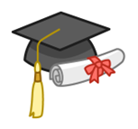 A graduation cap and a rolled up diploma