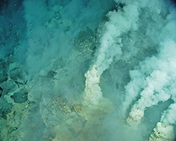 hydrothermal vents releasing gases