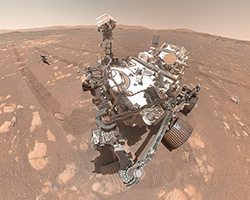 A picture of the Perseverance rover  on Mars