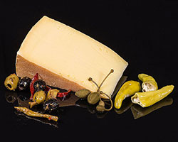 Cheese with olives and peppers