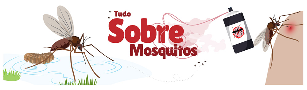 Uma ilustração para uma história sobre mosquitos em português