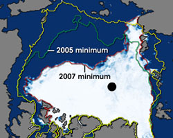 Arctic ice decreasing