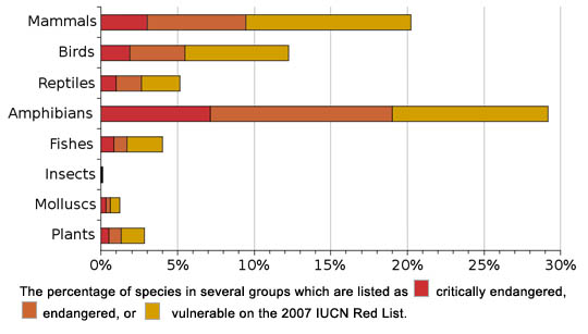 IUCN alert status for some species.