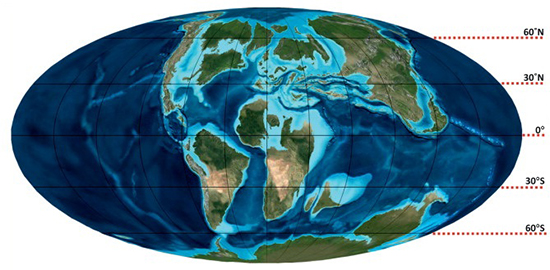 Map of Earth during the late Cretaceous period