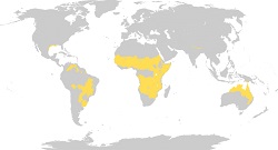 range map of savannas
