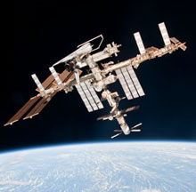 International Space Shuttle above Earth