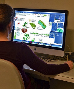 Sabine Deviche working on the plant poster for Ask A Biologist