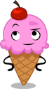 Illustration of an ice cream cone with a face