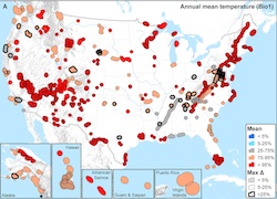 Map of US temperature changes