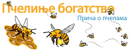 Илустрација пчела за причу која говори о медоносним пчелама