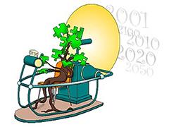 a time machine with plants on it