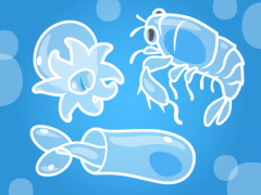 An illustration of drawn plankton for a game about identifying zooplankton