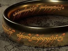 The ring from The Lord of the Rings, with glowing words on it