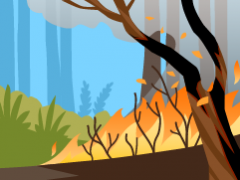 Wildfire in a forest illustration