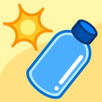 An illustration of a water bottle and the sun