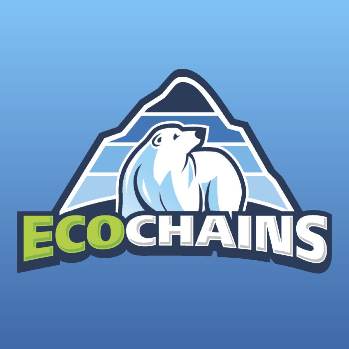 The Ecochains logo with a polar bear over an iceberg.